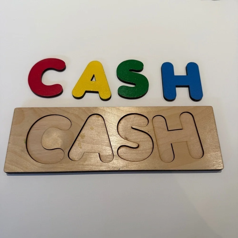 Rainbow Wood “Cash” Kids Name Puzzle